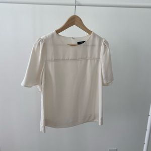 Cream short sleeve puff sleeve blouse